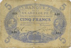 5 Francs Cabasson bleu GUADELOUPE  1891 P.06 B à TB