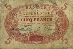 5 Francs Cabasson rouge GUADELOUPE  1919 P.07a B+
