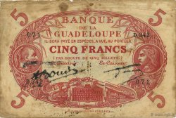 5 Francs Cabasson rouge GUADELOUPE  1945 P.07e TB