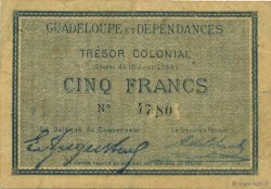 5 Francs GUADELOUPE  1884 P.04a VF