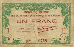 1 Franc OCÉANIE  1943 P.11c TTB