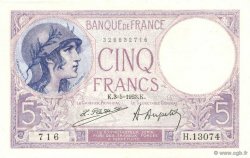 5 Francs FEMME CASQUÉE FRANCE  1923 F.03.07 pr.NEUF