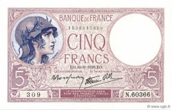 5 Francs FEMME CASQUÉE modifié FRANCE  1939 F.04.05 NEUF