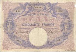 50 Francs BLEU ET ROSE FRANCE  1901 F.14.13 TB