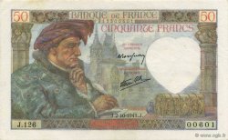 50 Francs JACQUES CŒUR FRANCE  1941 F.19.15 pr.SPL