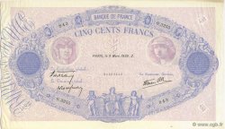 500 Francs BLEU ET ROSE type modifié FRANCE  1939 F.31.26 SUP