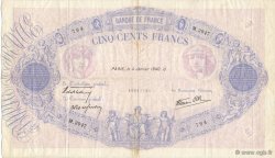 500 Francs BLEU ET ROSE type modifié FRANCE  1940 F.31.55 TTB