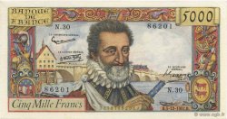 5000 Francs HENRI IV FRANCE  1957 F.49.04 SUP