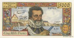 5000 Francs HENRI IV FRANCE  1958 F.49.06 SUP+