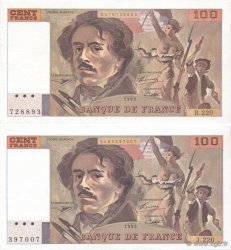 100 Francs DELACROIX imprimé en continu FRANCE  1993 F.69bis.07 SPL