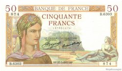 50 Francs CÉRÈS FRANCE  1937 F.17.39 pr.SPL