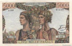 5000 Francs TERRE ET MER FRANCE  1952 F.48.06 pr.SPL