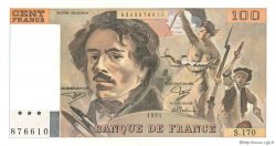 100 Francs DELACROIX imprimé en continu FRANCE  1991 F.69bis.03a1b pr.NEUF