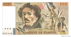 100 Francs DELACROIX imprimé en continu FRANCE  1991 F.69bis.03b1 SPL+