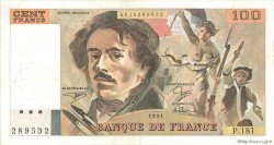 100 Francs DELACROIX imprimé en continu FRANCE  1991 F.69bis.03b1 TTB