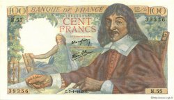 100 Francs DESCARTES FRANCE  1943 F.27.03 SUP à SPL
