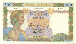 500 Francs LA PAIX FRANCE  1942 F.32.31 pr.NEUF