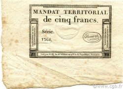 5 Francs Monval sans cachet FRANCE  1796 Ass.63a SUP+