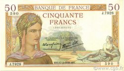 50 Francs CÉRÈS modifié FRANCE  1938 F.18.10 pr.NEUF