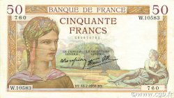 50 Francs CÉRÈS modifié FRANCE  1939 F.18.28 TTB+