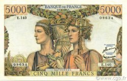 5000 Francs TERRE ET MER FRANKREICH  1953 F.48.10 fST