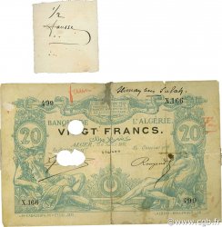 20 Francs Faux ALGÉRIE  1887 P.015x B+