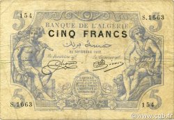 5 Francs ALGÉRIE  1918 P.071b TB