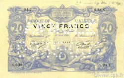 20 Francs ALGÉRIE  1910 P.072s SUP