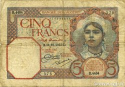 5 Francs ALGÉRIE  1933 P.077a TB