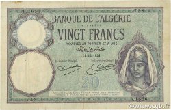20 Francs ALGÉRIE  1924 P.078b TB+