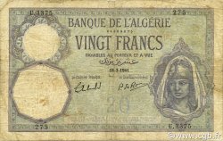 20 Francs ALGÉRIE  1941 P.078c B+
