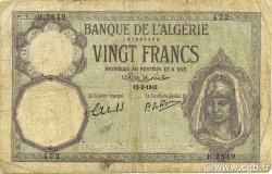 20 Francs ALGÉRIE  1942 P.078c