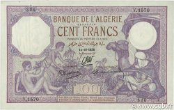 100 Francs ALGÉRIE  1938 P.081b TTB à SUP