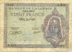 20 Francs ALGÉRIE  1944 P.092a TB