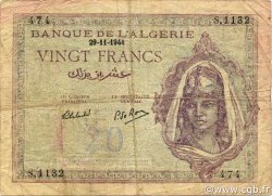 20 Francs ALGÉRIE  1944 P.092b TB
