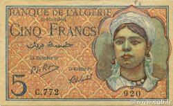 5 Francs ALGÉRIE  1944 P.094b SUP+