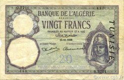 20 Francs TUNISIE  1938 P.06b TTB