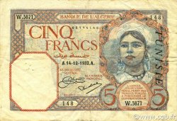 5 Francs TUNISIE  1932 P.08a TTB