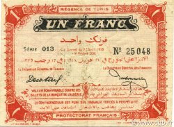 1 Franc TUNISIE  1918 P.36e TTB+