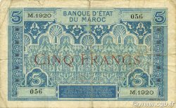 5 Francs MAROC  1924 P.09 pr.TB