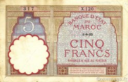 5 Francs MAROC  1922 P.23Aa TTB
