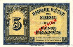 5 Francs MAROCCO  1943 P.24s FDC