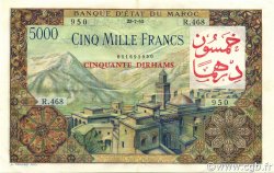 50 Dirhams sur 5000 Francs MAROC  1953 P.51 TTB à SUP