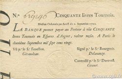 50 Livres Tournois typographié FRANCE  1720 Laf.096 SUP