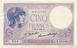 5 Francs FEMME CASQUÉE FRANKREICH  1928 F.03.12 fST