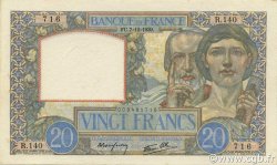 20 Francs TRAVAIL ET SCIENCE FRANCE  1939 F.12.01 AU