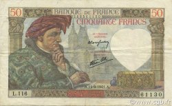 50 Francs JACQUES CŒUR FRANCE  1941 F.19.14 TTB