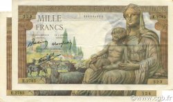 1000 Francs DÉESSE DÉMÉTER Consécutifs FRANCE  1943 F.40.15 SUP