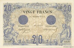 20 Francs NOIR FRANCE  1874 F.09.01 SUP à SPL