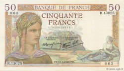 50 Francs CÉRÈS modifié FRANCE  1940 F.18.41 pr.NEUF